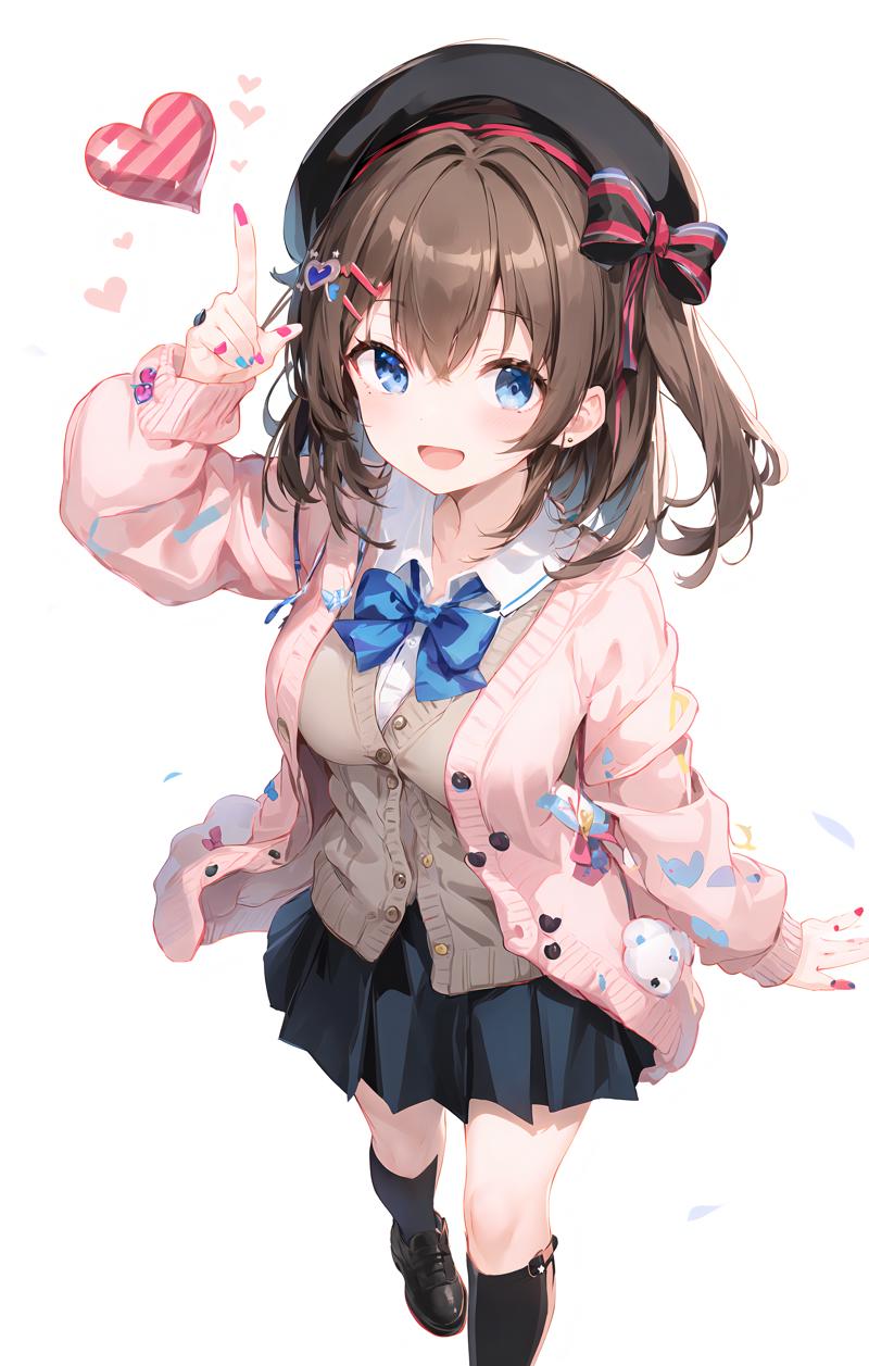 00738-2510170932-1girl solo virtual youtuber suzuhara lulu skirt brown hair striped skirt hair ornament hat open mouth white background-0000.png